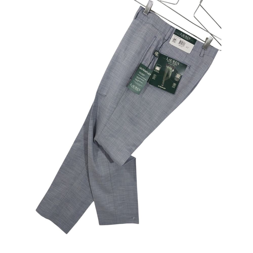 NWT@$95! LAUREN BY RALPH LAUREN! LT BLUE MICRO WEAVE ULTRAFLEX PANTS! SZ 33x32